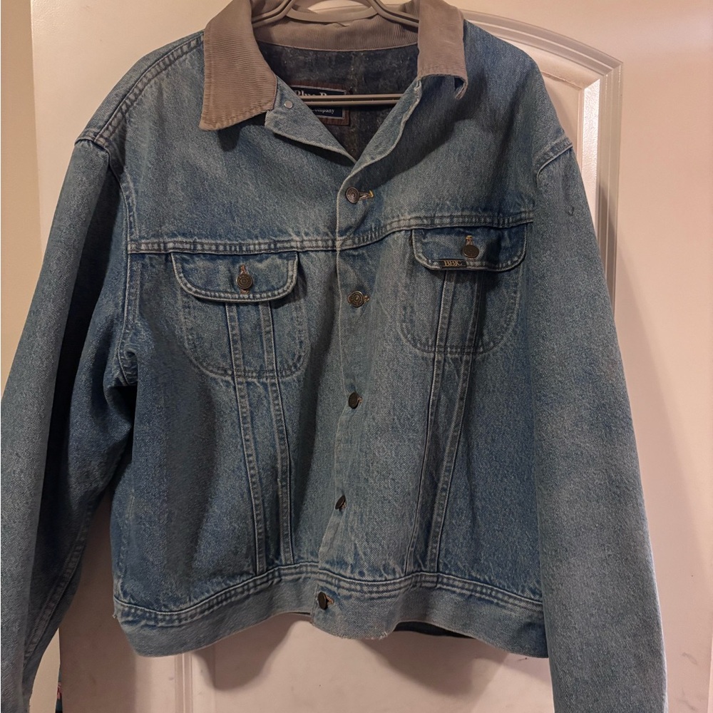 Men's Blue Bay Jean Company Jacket with Tan Corduroy Collar